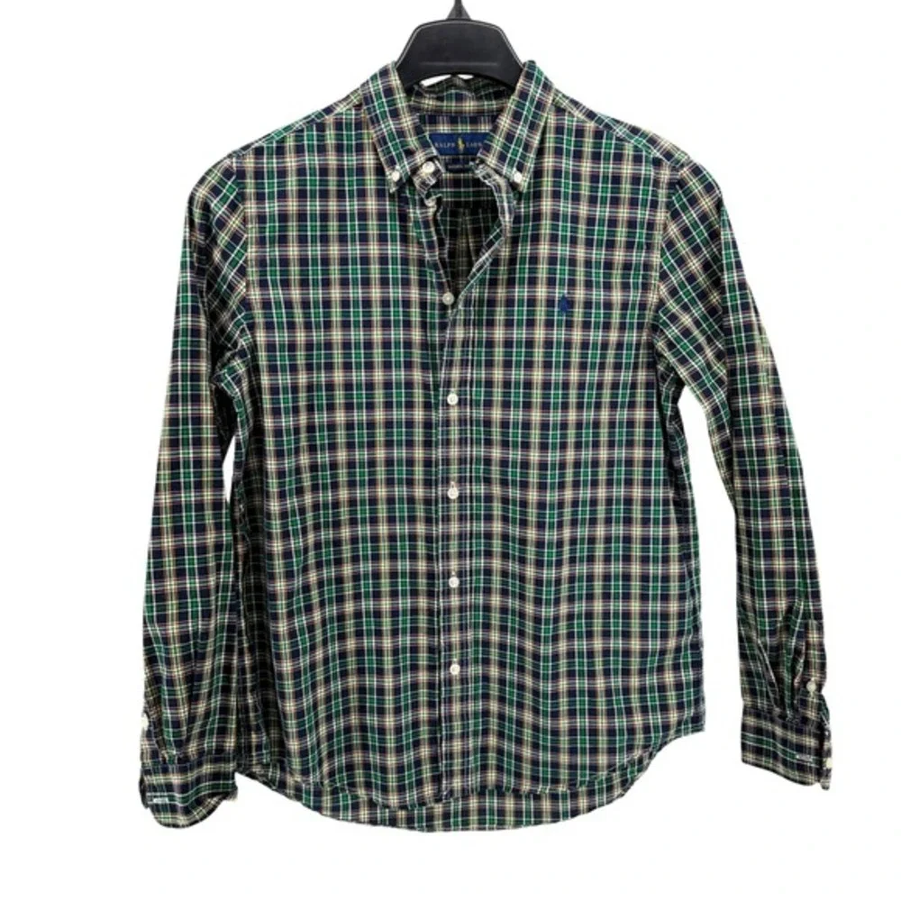 Ralph Lauren Boys XL (18-20) Pre-Owned‎ Plaid Natural Stretch Button Down Shirt